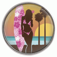 (image for) Snap Glass Jewelry - Beach Surfer Girl