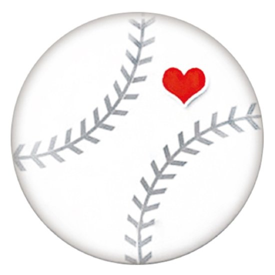 (image for) Snap Jewelry Enamel Ceramic Heart Baseball Love Fits Ginger Snap - Click Image to Close