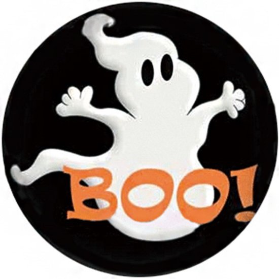 (image for) Snap Jewelry Enamel Ceramic - Holiday Halloween Ghost "BOO" - Click Image to Close
