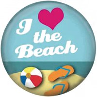 (image for) Snap Jewelry Enamel Ceramic - I Love The Beach, Ball, Flip Flops