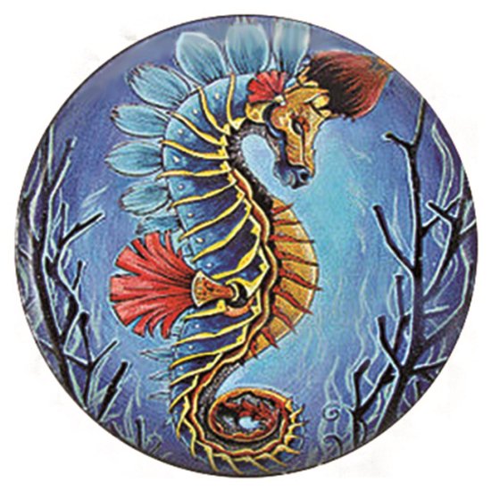 (image for) Snap Jewelry Enamel Ceramic - Sea Horse In Blue Tones - Click Image to Close