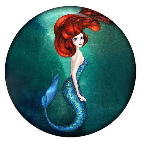 (image for) Snap Jewelry Enamel Ceramic Mermaid in Ocean fits Ginger Snaps - Click Image to Close