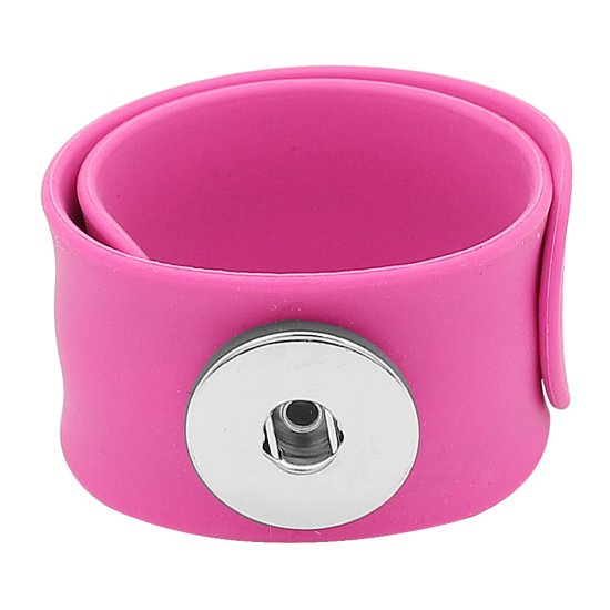 (image for) Snap Jewelry Slap Bracelet Silicone Pink Children Kids fit 18mm - Click Image to Close