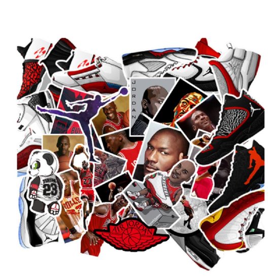 (image for) MJ Michael Jordan Decal Stickers Bulls Non Repeating 50 pcs - Click Image to Close