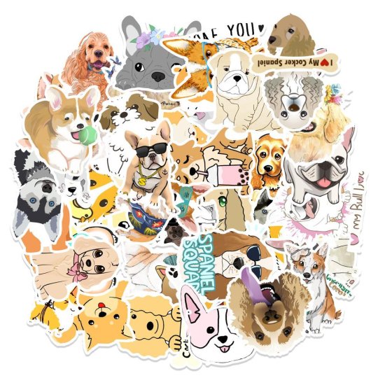 (image for) Dog Puppy Stickers Mixed Non Repeating Decals 50 pcs - Click Image to Close