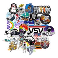 (image for) Space Nasa Astronauts Rockets Stickers Non Repeating Decals 50pc