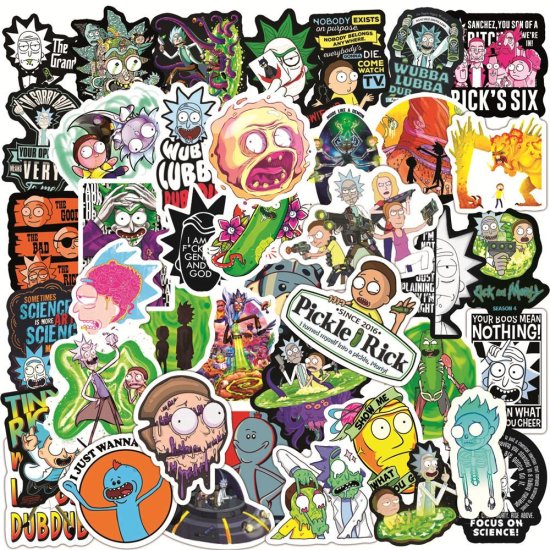 (image for) Rick & Morty Stickers Decal Skateboard Laptop Bottle 50pc - Click Image to Close