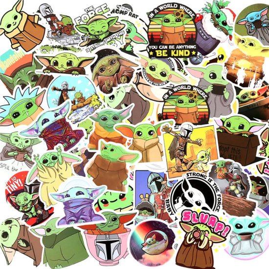 (image for) Yoda Star Wars Stickers Non Repeating Decals 50 pcs - Click Image to Close