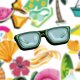 (image for) Beach Ocean Vacation Travel Stickers Non Repeating Decals 50 pcs