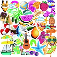 (image for) Beach Ocean Vacation Travel Stickers Non Repeating Decals 50 pcs