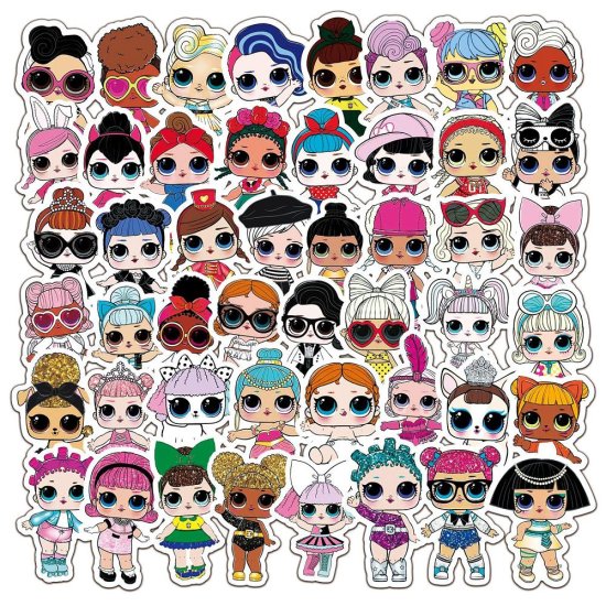 (image for) LOL Dolls Girls Stickers Non Repeating Decals 70 pcs - Click Image to Close