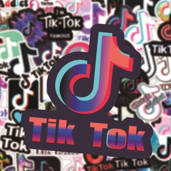 (image for) TIK TOK Logo Decal Stickers Mixed Non Repeating 50 pcs - Click Image to Close