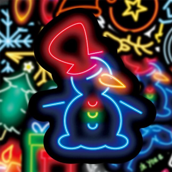 (image for) Christmas Holiday Stickers Neon Decals 50 pcs - Click Image to Close