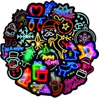 (image for) Christmas Holiday Stickers Neon Decals 50 pcs