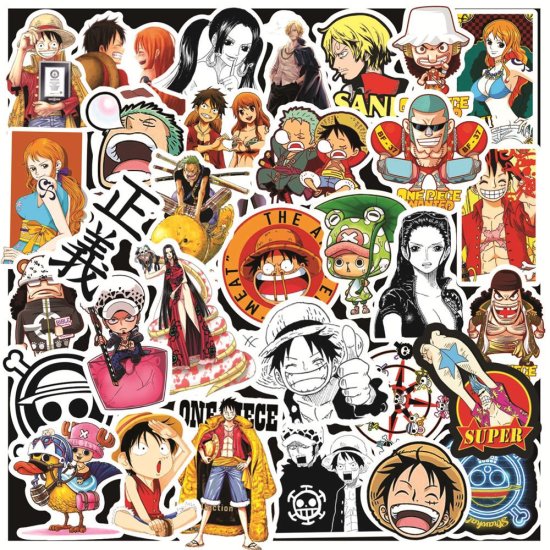 (image for) Anime ONE PIECE Stickers Skateboard Laptop Decals 50pcs - Click Image to Close