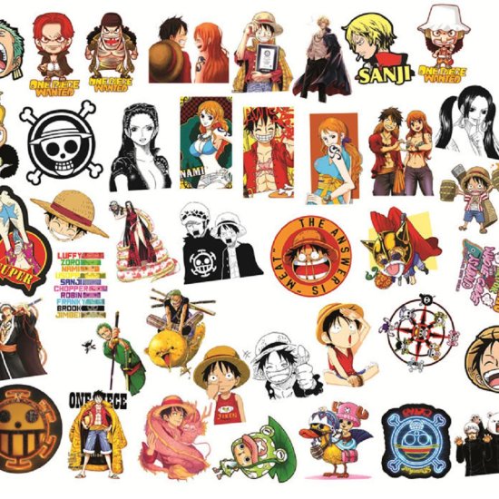 (image for) Anime ONE PIECE Stickers Skateboard Laptop Decals 50pcs - Click Image to Close