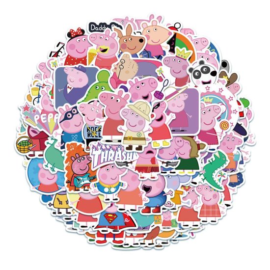 (image for) Peppa Pig Cartoon Kids Stickers Waterproof 100 pcs - Click Image to Close