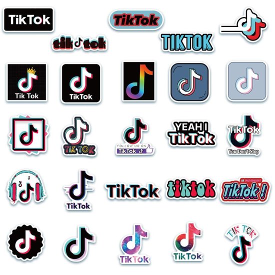 (image for) Tik Tok App Stickers Non Repeating Skateboard Decals 50 pcs - Click Image to Close