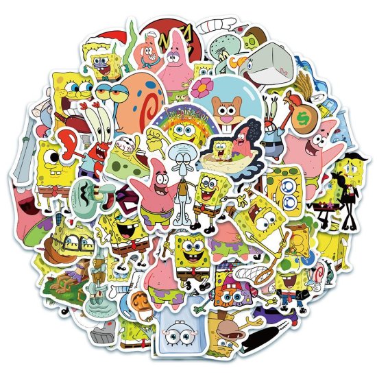 (image for) Sponge Bob Cartoon Stickers Non Repeating Decals 50 pcs - Click Image to Close