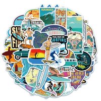 (image for) Beach Waves Surfboard Stickers Non Repeating Decals 50 pcs
