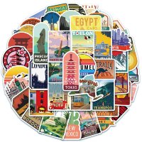 (image for) Travel World Locations Stickers Non Repeating Decals 50 pcs