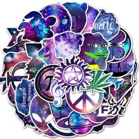(image for) Purple Doodle Stickers Kids Adult Non Repeating Decals 50 pcs