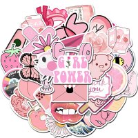 (image for) Cute Pink Girly Things Stickers non-Repeat Vinyl Decals 50 pcs
