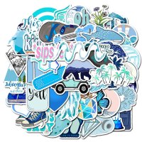 (image for) Cute Blue Doodle Graffiti Stickers Variety Vinyl Decals 50 pcs