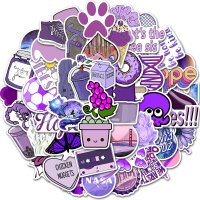 (image for) Cute Violet Purple Doodle Stickers Non Repeating Decals 50 pcs