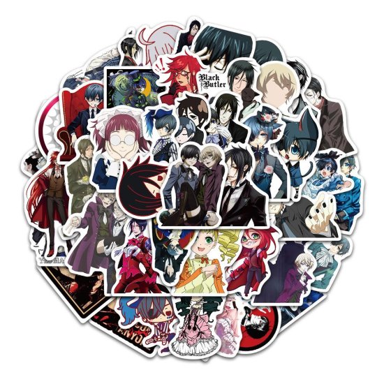 (image for) Anime Black Butler Stickers Skateboard Laptop Cell Decal 50pcs - Click Image to Close