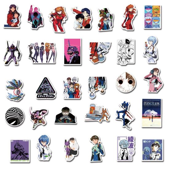 (image for) Anime Neon Evangelion Stickers Cartoon Decal 50pcs - Click Image to Close