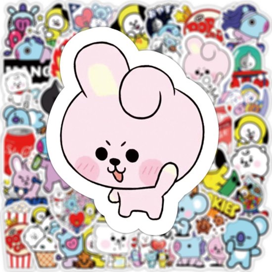 (image for) Anime BT21 Stickers Skateboard Laptop Water Bottles Decals 50pcs - Click Image to Close