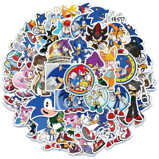 (image for) Sonic the Hedgehog Stickers Skateboard Cell Flask Laptop 50pcs - Click Image to Close
