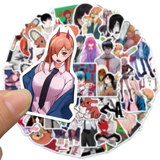 (image for) Anime Chainsaw Man Stickers Skateboard Laptop Cell Phone 50pcs - Click Image to Close