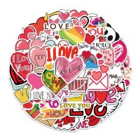 (image for) Love Sentiments Sayings Stickers Non Repeating Vinyl Decals 50pc