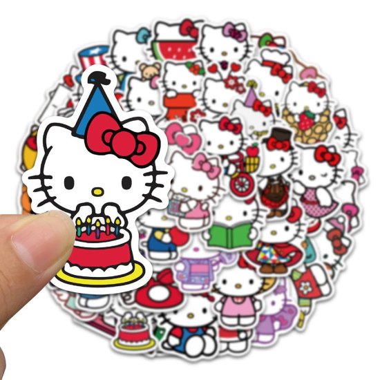 (image for) Hello Kitty Animals Sticker Cartoon Non Repeating Decals 50 pcs - Click Image to Close