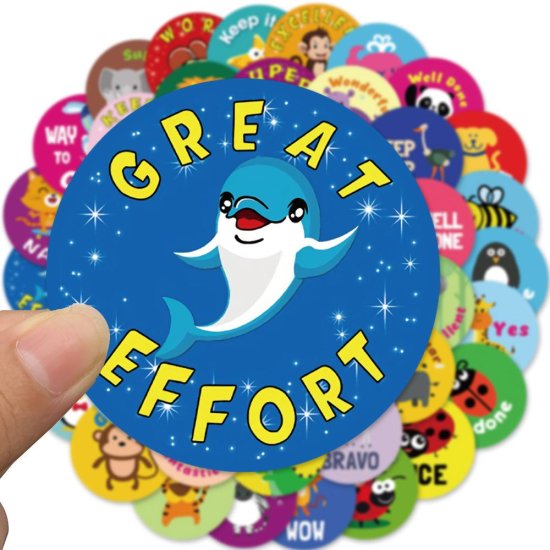 (image for) Teacher Stickers Reading Reward Animal kids Decals 50 pcs - Click Image to Close