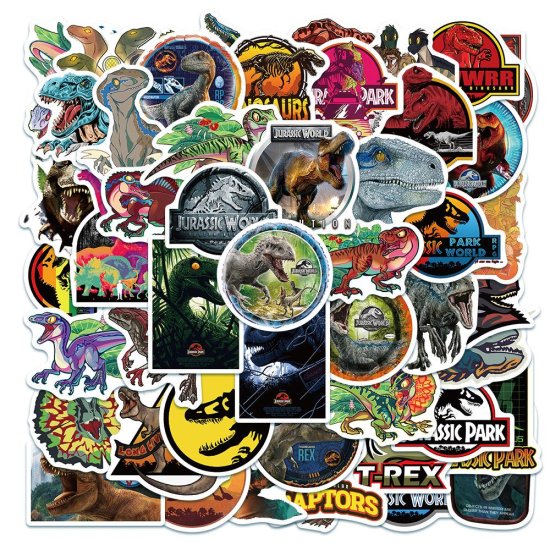 (image for) Jurassic World Dinosaurs Stickers Non Repeating Decals 50 pcs - Click Image to Close