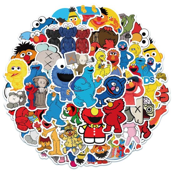 (image for) Sesame Street Stickers Skateboard Vinyl Flask Luggage Decal 50pc - Click Image to Close