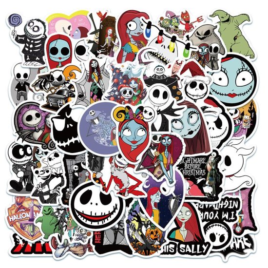 (image for) Nightmare before Christmas Sticker Pack Holiday Vinyl Decal 50pc - Click Image to Close