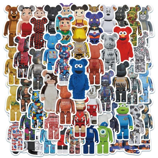 (image for) Bearbrick Collectable Decal Stickers Non Repeat Waterproof 50pcs - Click Image to Close