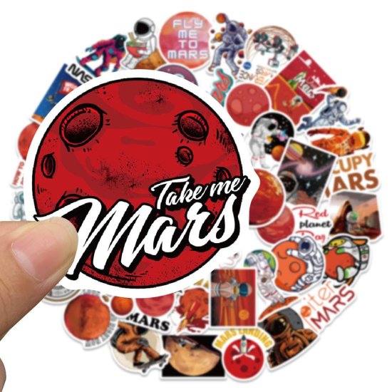 (image for) Mission to Mars Stickers NASA Non Repeating Decals 50 pcs - Click Image to Close