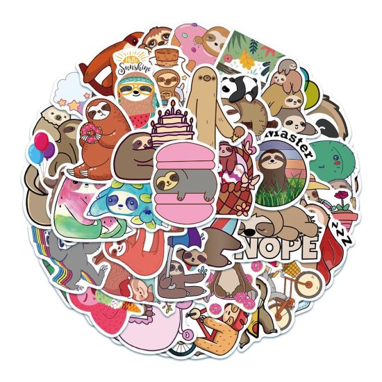 (image for) Sloth Life Stickers NASA Non Repeating Decals 50 pcs - Click Image to Close