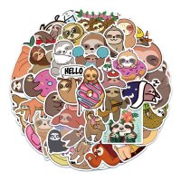 (image for) Sloth Stickers Animal Fun Non Repeating Variety Decals 50 pcs