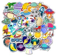 (image for) Space Rockets Planets Stickers Mixed Non Repeating Decals 50 pcs