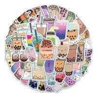 (image for) Boba Tea Stickers Cartoon Skateboard Laptop Vinyl Decals 50 pcs