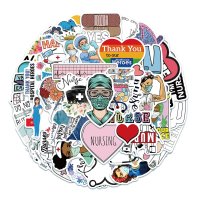 (image for) Covid Nurse Heroes Stickers Luggage Skateboard Laptop Decal 50pc