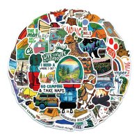 (image for) Camping Hiking Stickers Adventure Non Repeating Decals 50 pcs