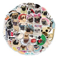 (image for) Pug Dog Stickers Pet Lover Non Repeating Decals 50 pcs
