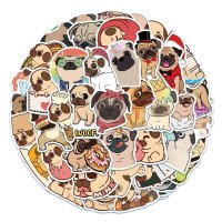 (image for) Pug Dog Stickers Pet Lover Non Repeating Decals 50 pcs